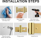 VAEHOLD Hat and Coat Wall Mount Rack - Hooks for Robes, Bags, Keys, and Towels - Bathroom Towel Hanger Organizer (Gold, “T“ S