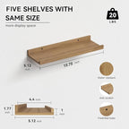 RICHER HOUSE 5 Set Floating Shelves for Wall Decor, Wall Mounted Book Shelf, Nursery Shelves Picture Ledge Shelf with Lip for