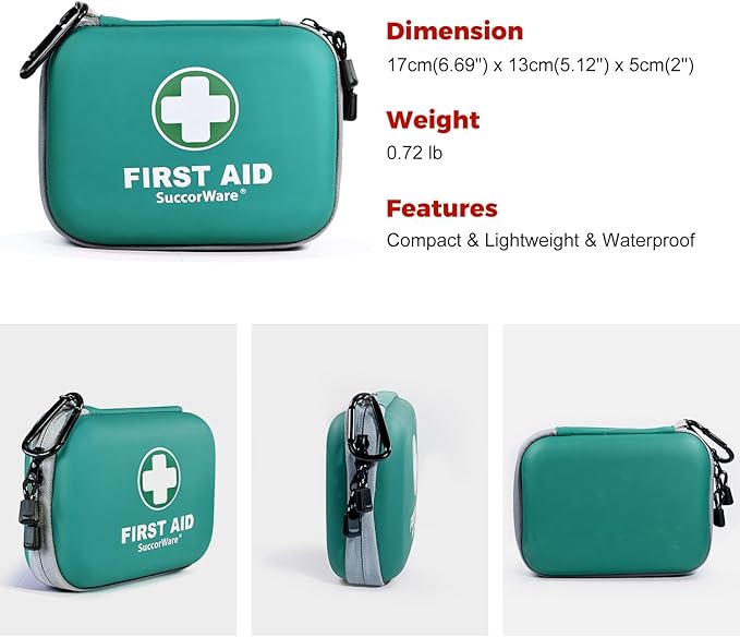 150 Pieces Mini First Aid Kit - Small Medical Kit with Hard Shell - Emergency First Aid Kit for Car, Travel, Home, Outdoor, O