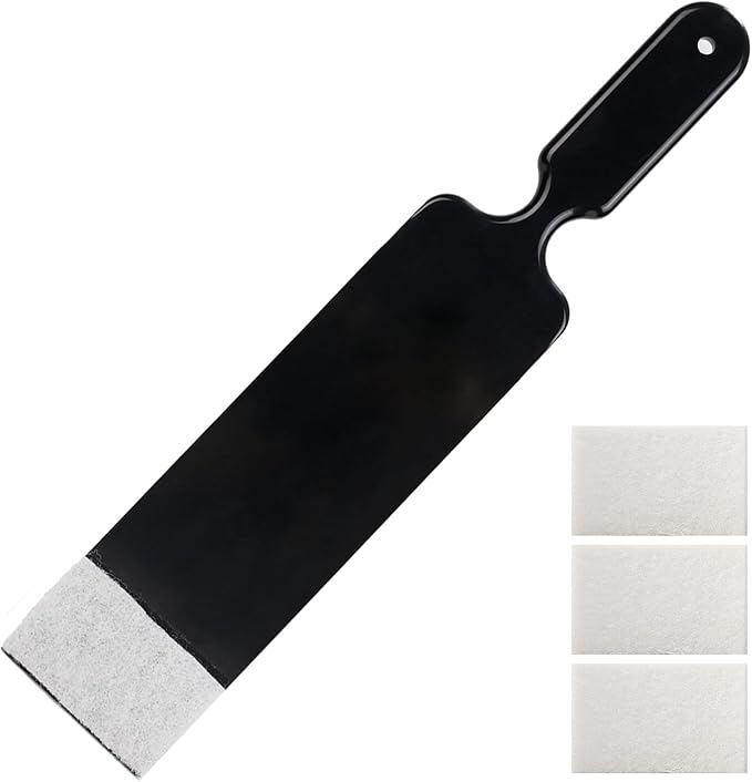 NEWISHTOOL Long Reach Auto Bulldozer Squeegee, Mini Paddle Scrubber for Window Tint Film Installing and Vehicle Windshield/Rear Window Glass Cleaning, 1 PC Bulldozer Tint Tool and 3 PCS Scrub Pads