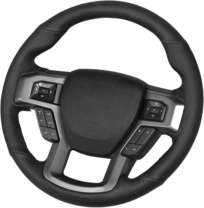 Belinous Leather Steering Wheel Cover Lace Up, Hand-Stitch on Wrap, Steering Wrap Compatible with Ford 2016 2017 2018 2019 F150 Raptor (W/O Mark)