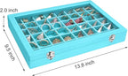 Siveit Velvet Jewelry Tray 48 Grid Jewelry Display Tray Organizer Box with Transparent Lid Rings Earrings Necklaces Pendants 