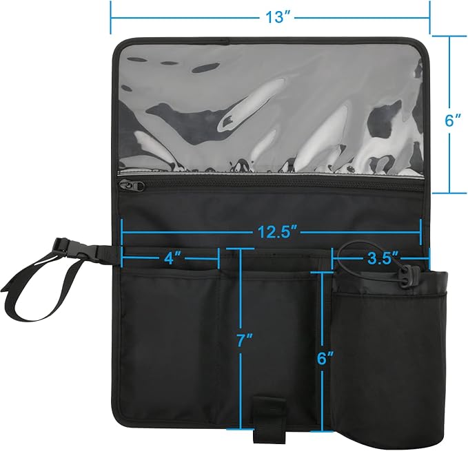Cosmos Airplane Seatback Organizer Flight Travel Essentials Seat Back Storage Bag Airline Seat Hanging Pockets for Tablet, Magazines, Phone and Water Bottle | Keep Personal Items Clean & Organized