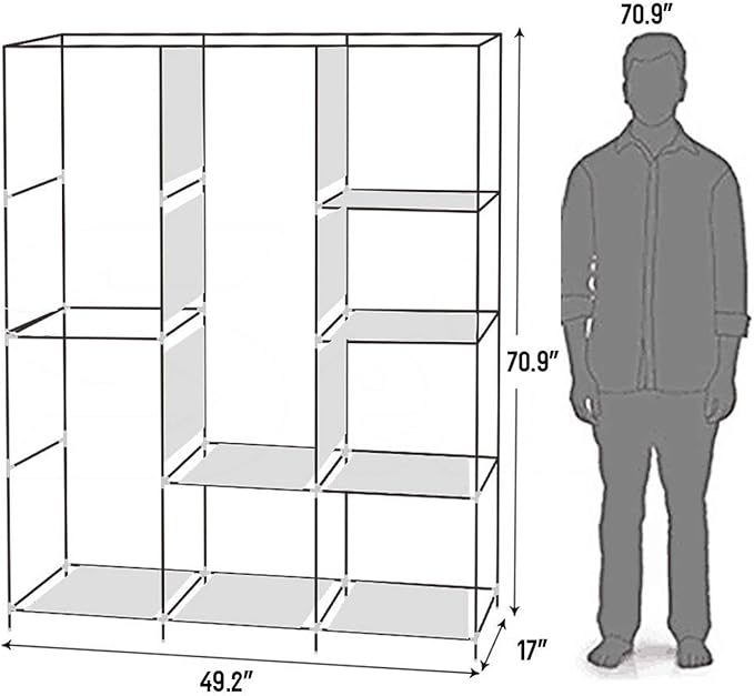71" Portable Closet Storage Organizer Wardrobe Clothes Rack,Covered Garment Rack,Steel Tube Clothes Storage Organizer,Freesta
