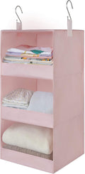 GRANNY SAYS 3-Shelf Hanging Closet Organizer, Collapsible Closet Hanging Shelves, Nursery Hanging Organizer, Pink, 29 ½" H X 
