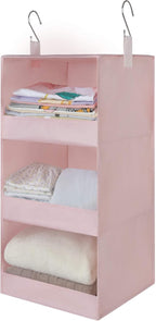 GRANNY SAYS 3-Shelf Hanging Closet Organizer, Collapsible Closet Hanging Shelves, Nursery Hanging Organizer, Pink, 29 ½" H X 