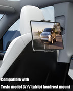 Charchendo [Custom Fit] Tablet Holder for Tesla Model Y & Model 3, Integrated Seat Backrest Mount for iPad Pro Air Mini, Rock-Solid No-Shake Bracket for Kids, Not for Model S/X or Other Cars