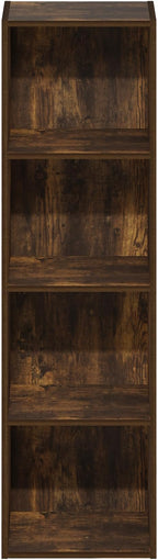 Furinno PASIR Book Shelf, 4-Tier Modern Bookshelf, Open Shelves Bookcase 9 x 12 x 42, Easy Assembly, for Living Room, Bedroom