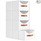 Homsorout Stackable Storage Drawers - Collapsible Storage Bins with Drawers, 4 Pack Closet Shelf Organizer Basket, Fabric Pul
