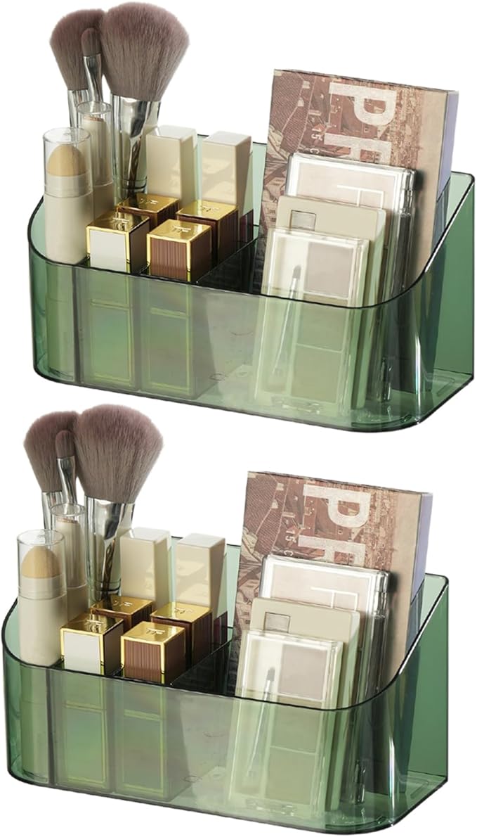 SUNFICON 2 Pack Makeup Trays Organizers Holders Cosmetic Display Cases Tabletop Desktop Vanity Countertop Bathroom Wall Cabin