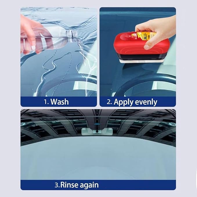 Automotive Oil Film Cleaning Brush, Oil Repellent Film For Car Windows (120ml-2pcs)