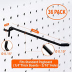 6 Inch Pegboard Hooks 36 Pack – Max Strength Tool Hangers & Organizers for Standard 3/16″ Pegboard Holes