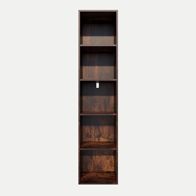 Book Shelf, 5 Cube Storage Organizer, Open Shelves Bookcase 9.3" x 11.8" x 52", Bookshelf for Living Room, Bedroom, Home Offi