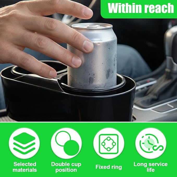 Craedli Car Center Console Cup Holder, Automotive Beverage Holder for Fixing Water Cups and Drinks, Self-Adhesive Vehicle Int