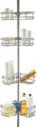 Utopia Alley Rust-Resistant Shower Tension Pole Caddy, 4 Shelves (Satin Nickel)