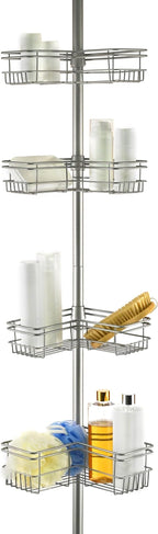 Utopia Alley Rust-Resistant Shower Tension Pole Caddy, 4 Shelves (Satin Nickel)