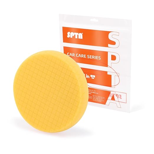 Yellow T80 High-Cut Foam Polishing Pad, SPTA 1Pc 5.5 Inch Face for 5 Inch 125mm Backing Plate Compound Buffing Sponge Pads for Car Buffer Polisher Compounding, Polishing and Waxing -FPTSS5Y