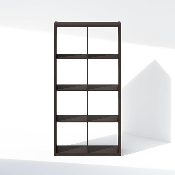 Furinno Simple Cube Storage Organizer, 8-Cube Display Shelf, Open Back Shelving Unit, Storage Shelves, Extra Thick Frame, for