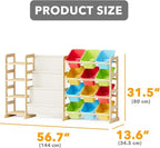 SpaceAid 3-in-1 Toy Storage Organizer with 4 Shelves and 12 Bins, Toy Organizers Storage 3-Tier Bookshelf, Kids Bin Shelf Box
