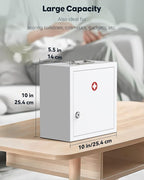 Uniclife Wall Mount Medicine Cabinet with Key Lock & Handle Locking First Aid Cabinet Lockable Medical Cabinet Medium Medicin