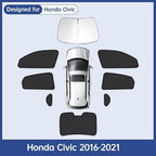 8pcs Car Window Shades for Honda Civic 2016-2021(Not for Hatchback), Full Car Window Covers for Privacy, Sunshades for Civic Front Rear Windshield Side Windows to Block UV and Protect Privacy