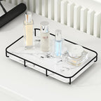 Dobbyby Vanity Tray Makeup Organizer Cosmetics Storage Bathroom Skincare Organizer Countertop Display Rack in Dresser Stainle
