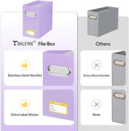 BALEINE File Organizer Box, Cardboard File Folder Organizer with Handle for Letter Size, Portable Collapsible Hanging Filing 
