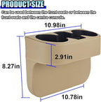Car Cup Holder, PU Leather Auto Front Console Gap Filler Organizer, Multifunctional Cup Drink Holder, Car Seat Gap Filler Storage Box, Coin Bucket, Cell Mobile Phone Holder (Beige)