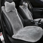 OGLAND 2 Pack FuzzySheepskin Car Driver Seat Covers, Shearling Fluffy Genuine Wool Seat Cushions for Auto Interior Accessorie