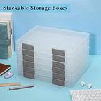 PerKoop 6 Pcs Clear Paper Storage Box A4 Plastic File Box Document Paper Organizer Storage Board Game Project Cases Container