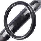 BDK Carbon Fiber Steering Wheel Cover White Vinyl with Fiber Accent - Black Carbon, 14.5-15 inch