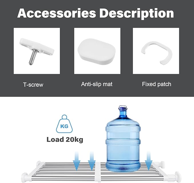 Geetery 4 Pcs Closet Tension Shelf Rod Metal Expandable Shelf Organizer Adjustable Closet Shelves Rack DIY Dividers Separator