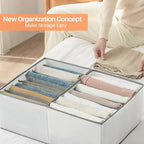 EASEVE 6 Pack Wardrobe Closet Organizer and Storage for Clothes - 7 Grids Foldable Drawer Dividers Organizers for Jeans | Pan