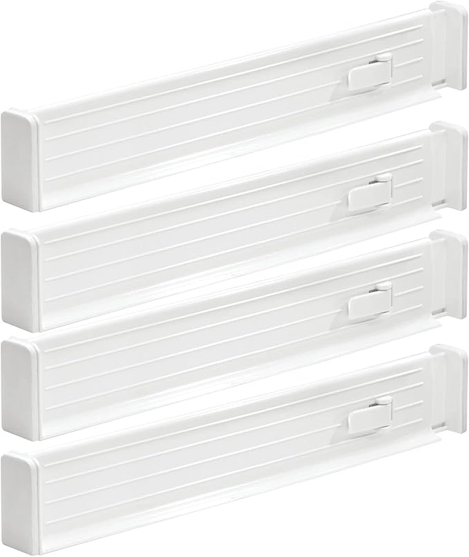 mDesign Expandable Dresser Drawer Divider with Foam Ends, Drawer Divider Locks in Place, Separators for Clothing and Accessor