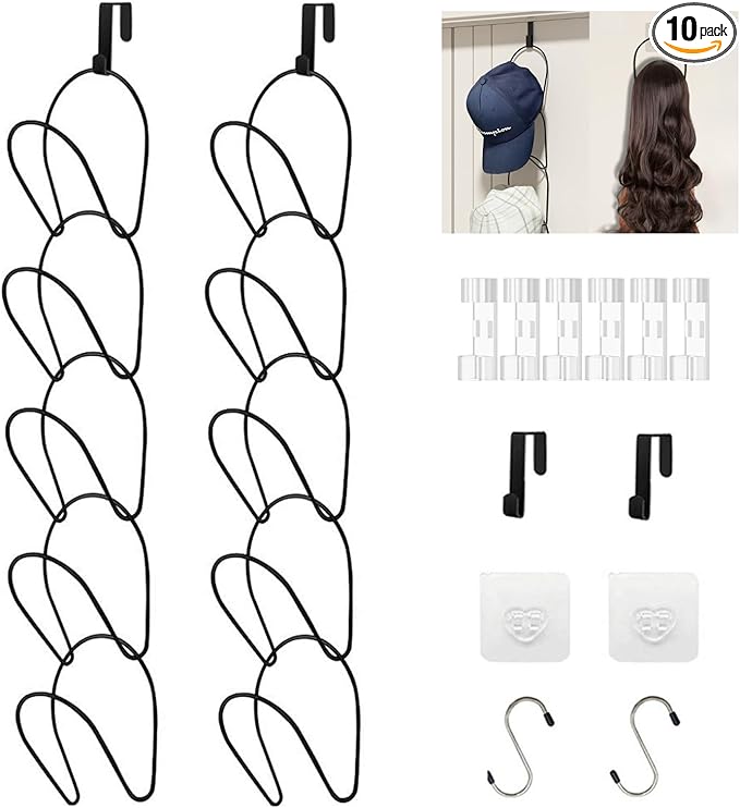 LINFIDITE 10 Pack Hat Rack Hanger Holder Organizer Closet Hanging Baseball Cap Display Storage Rack for Scarves Handbags Towe