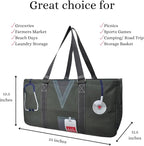 NGIL Extra Large Utility Tote Reusable Grocery Bag Oversized Collapsible for Groceries, Storage, Picnic, Beach (Nurse Life-gray)