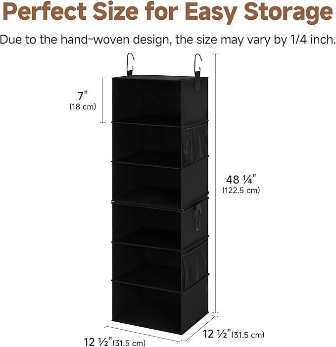 StorageWorks Hanging Closet Organizer 6-Shelf, Separable Two 3 Shelf Closet Storage Organizer with Side Pockets, Portable Han
