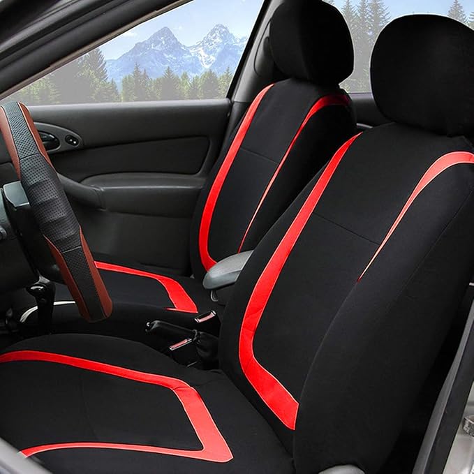 BELOMI Car Seat Covers Full Set, Breathable Premium Cloth Automotive Seat Cover, Universal Front and Rear Seat Covers, Easy t