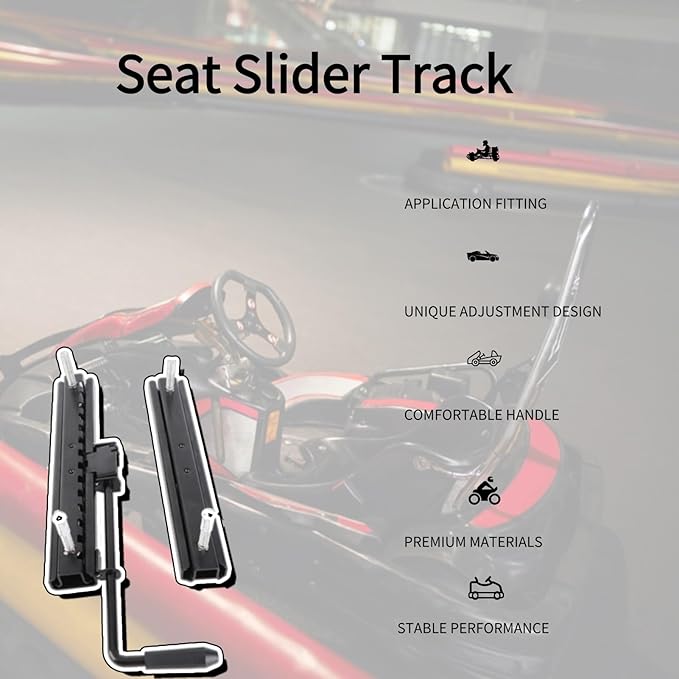 Seat Slide Rails 2PCS High-Strength Adjustable High Accuracy for UTV Kart Four Wheel Off Road with Comfortable Easy-Grasp Handle