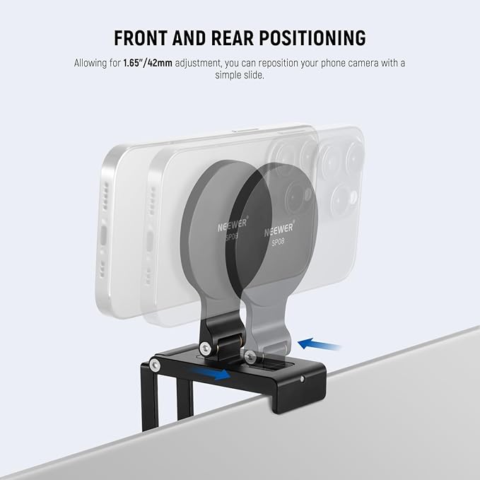 NEEWER Continuity Camera Mount for Desktop Monitor, Magnetic Tri Fold Desk Phone Webcam Holder with Arca Type Base, Compatible with MagSafe iPhone iMac Apple TV 4K Desktop Mac Laptop Samsung, SP08