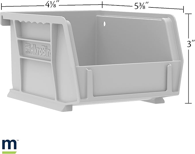 Akro-Mils Storage Bins 30210, Plastic | Stackable | Hanging Design | 5" x 4" x 3" | Yellow | Pack of 24