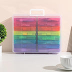 novelinks Transparent 4" x 6" Photo Cases and Clear Craft Keeper with Handle, 16 Inner Photo Organizers & Photo Storage Box, 