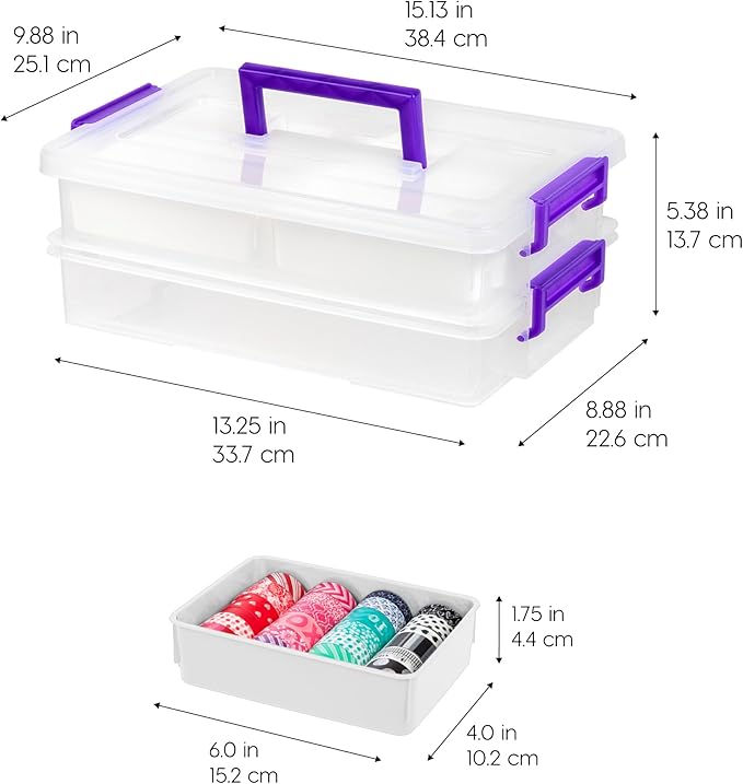 IRIS USA 9 Qt. Plastic Craft Storage Container Bins with Lids, 1 Pack, Small Art & Office Supply Organizer Tote, Sensory Bins