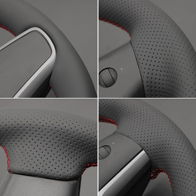 MEWANT Hand Stitched Steering Wheel Cover for Tesla Model 3 2017-2023 / Model Y 2020-2023 Accessories