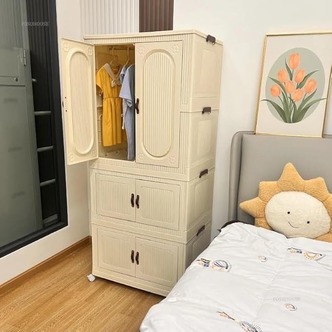 Portable Foldable Wardrobe Closet for Apartments, 3 Cabinets, Sturdy Design, Easy Assembly, Ideal for Bedroom, Bay Window, Cl