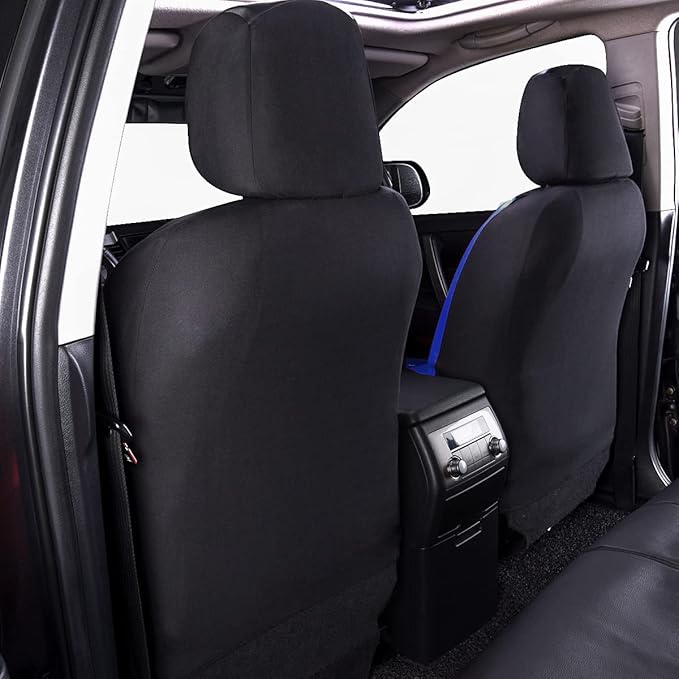 Flying Banner car seat Covers Protects Water Proof Faux Leather Carbon Fiber Front and Rear Bench (Blue Black, Full Set - 9PC