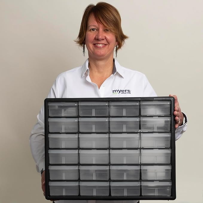 Akro-Mils 24-Drawer Plastic Drawer Storage Cabinet for Garage Organization, Bead Organizer, Building Bricks Storage, Teacher 