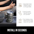 GORILLA GRIP Patent Pending Adjustable Car Cup Holder Expander, Keeps Water Bottle Secure, Expands to Fit 18 to 48 oz Large B
