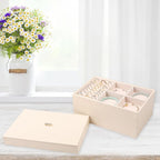 Voova Stackable Jewelry Organizer Tray with Lid, PU Leather Jewelry Storage Holder for Drawer Inserts, Jewellery Display Box 