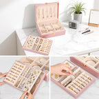 Voova Jewelry Box Organizer for Women Girls, 2 Layer Large Men Jewelry Storage Case, PU Leather Display Jewellery Holder with